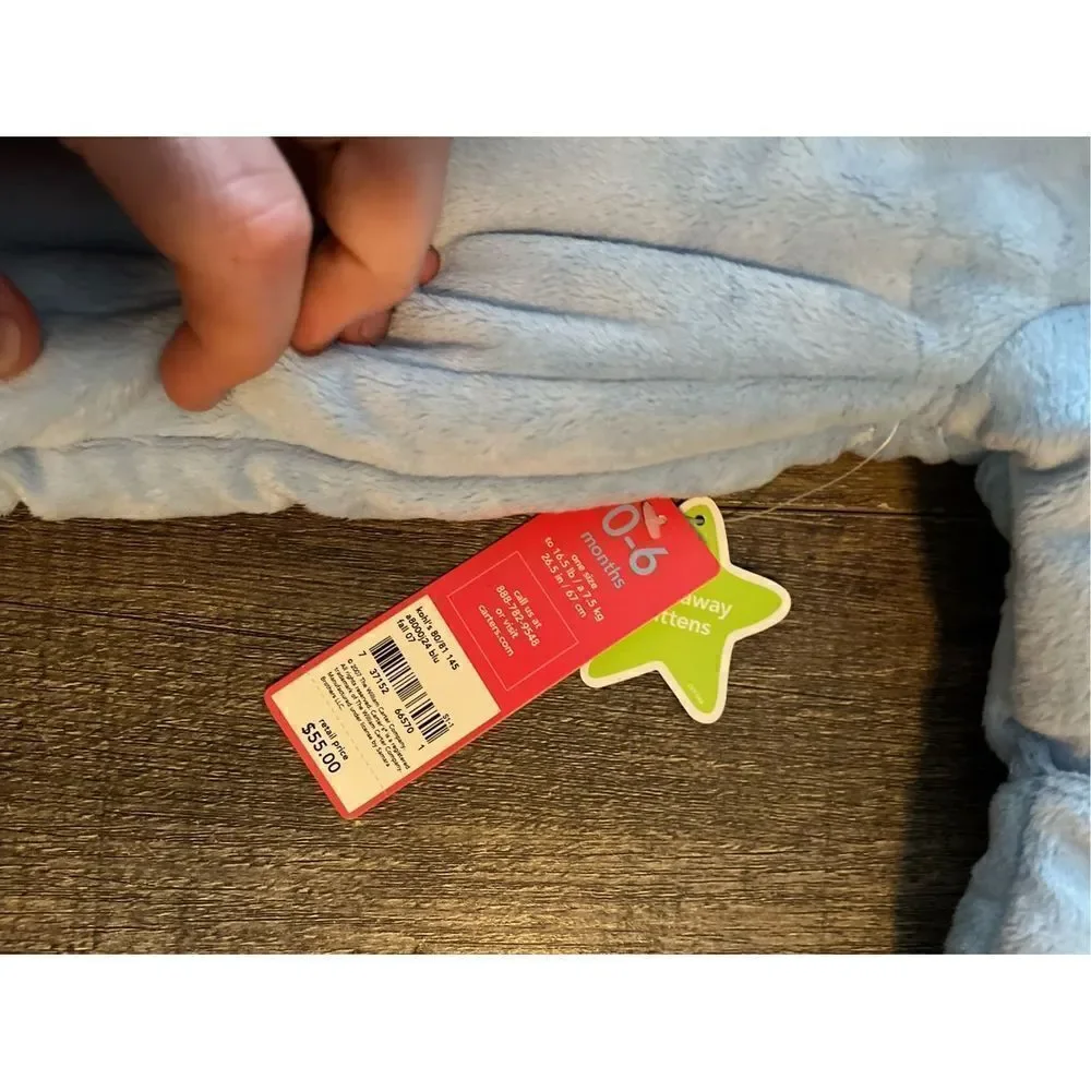 NWT Carter’s 0/6 Mo Huggable Baby Sleep Sack Blue Polyester